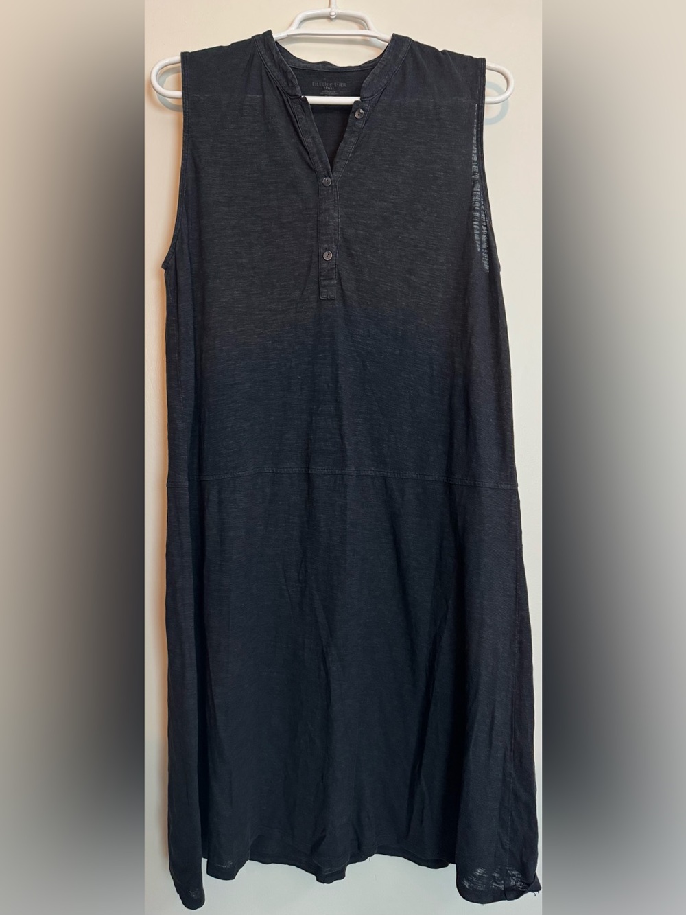 Eileen Fisher Sleeveless Black Dress in Hemp & Organic Cotton, Large Petite